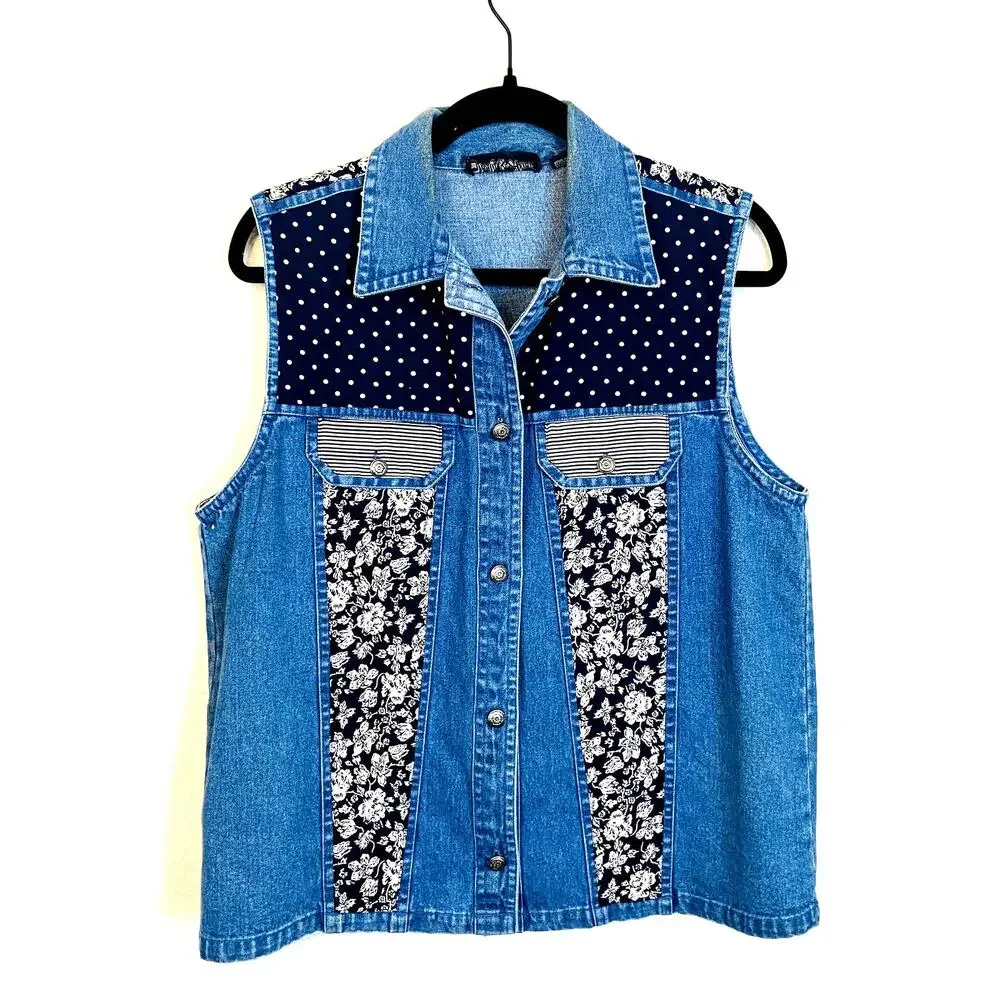 Vintage Shelly & Arnold Denim Vest M - Picture 1 of 7